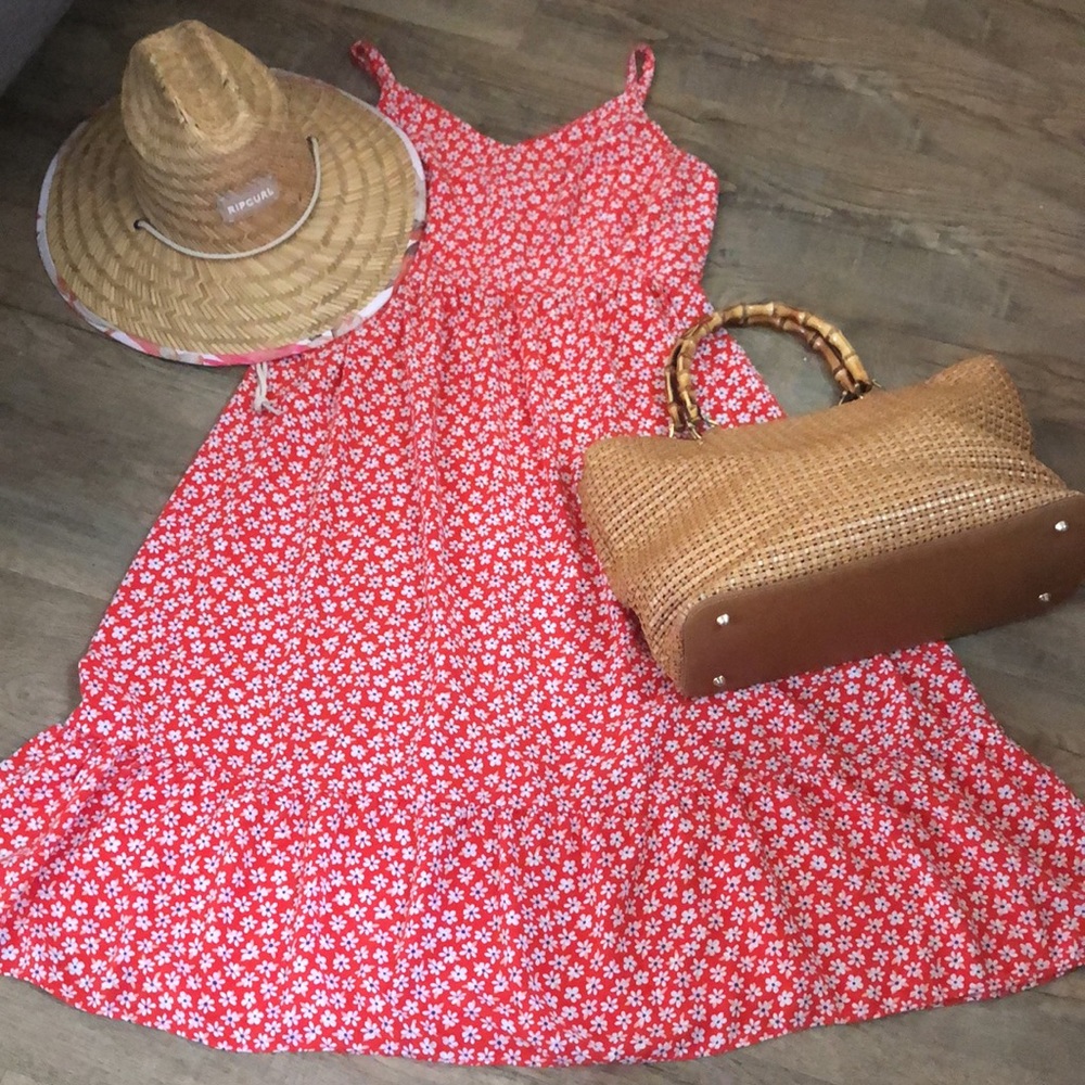 Old Navy Summer Red Daisies print Cami dress Large.
